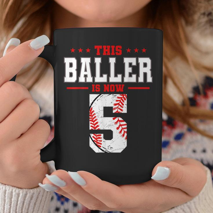 This Baller Is Now 5 Birthday Baseball Theme Bday Party Coffee Mug Unique Gifts