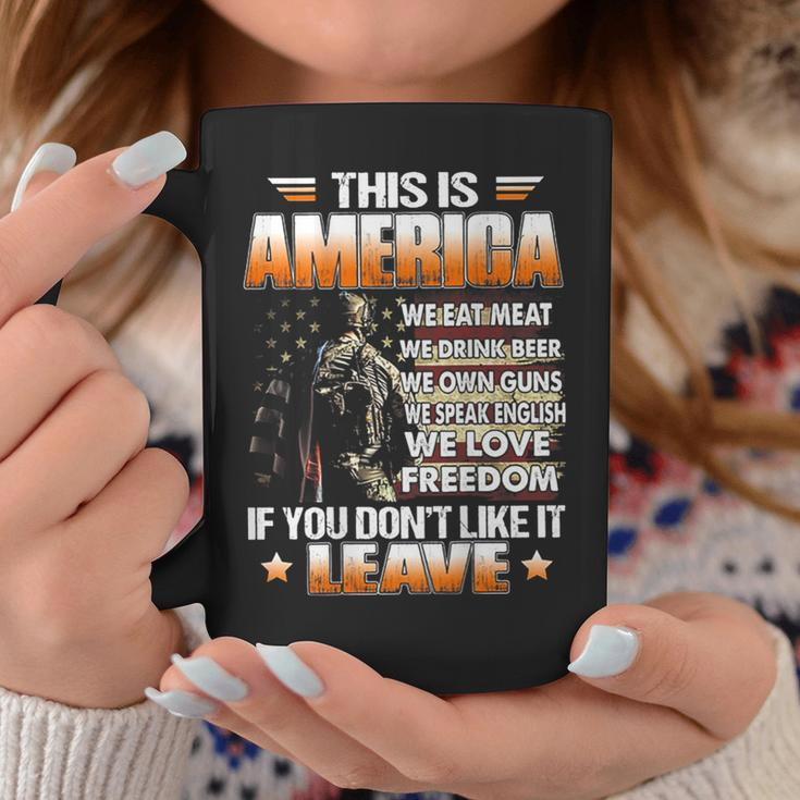 This Is America We Eat Meat We Drink Beer We Own Guns Back Coffee Mug Unique Gifts