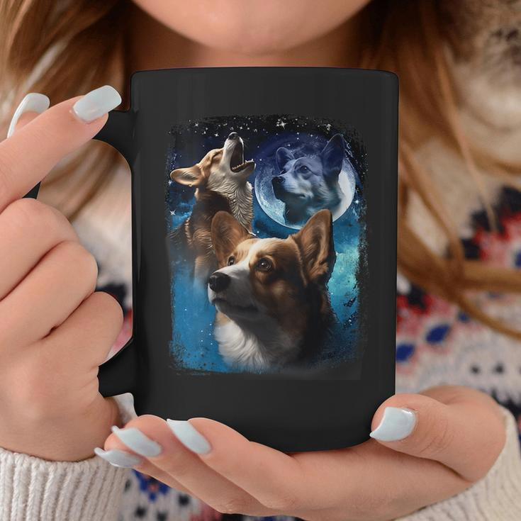 Three Corgis Howl At Moon Funny Corgi Vintage Wolves Meme Coffee Mug Unique Gifts