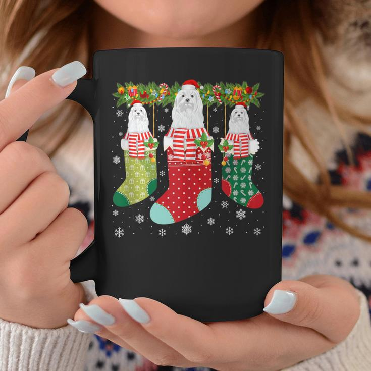 Three Maltese Dog In Socks Ugly Christmas Sweater Party Coffee Mug Unique Gifts