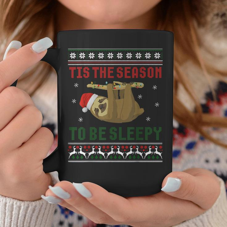 Tis The Season To Be Sleepy Cute Sloth Christmas Ugly Coffee Mug Unique Gifts
