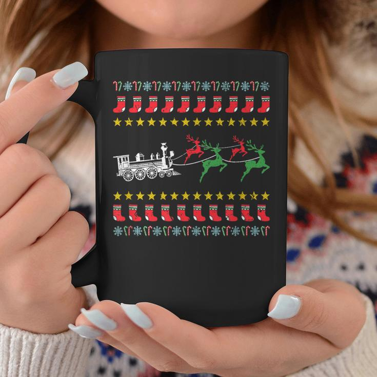 Ugly Christmas Sweater For Model Train Lover Coffee Mug Unique Gifts