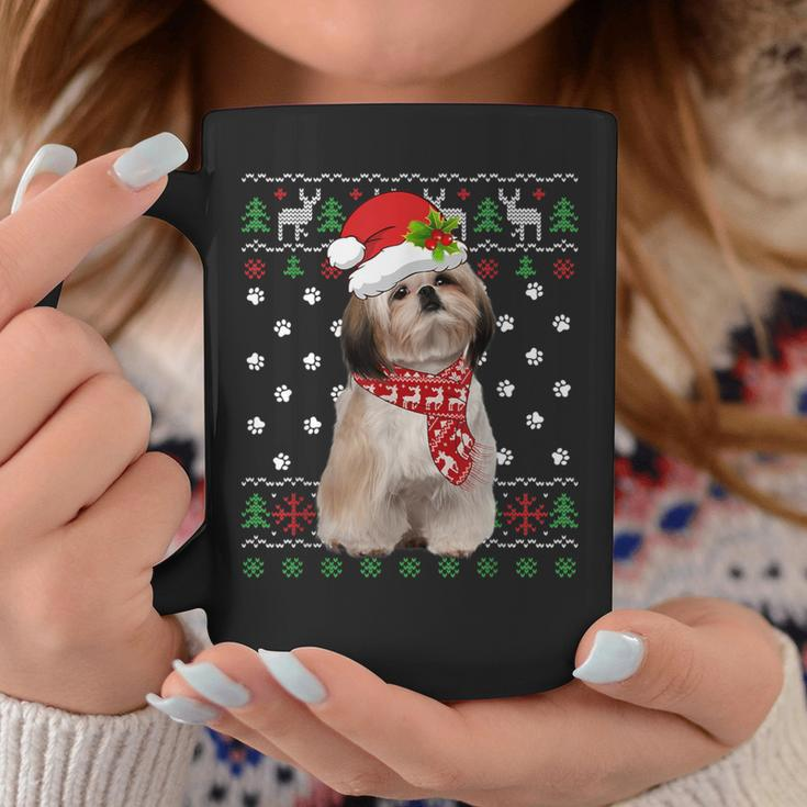 Ugly Sweater Christmas Shih Tzu Dog Puppy Xmas Pajama Coffee Mug Funny Gifts