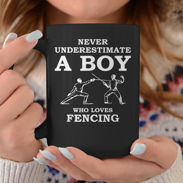 Never Underestimate A Boy Who Loves Fencing Coffee Mug Funny Gifts