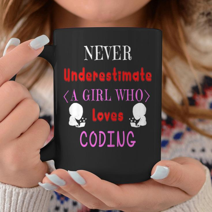 Never Underestimate A Girl Who Loves Coding Womens Coffee Mug Funny Gifts