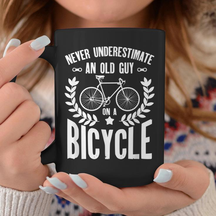 Never Underestimate An Old Guy On A Bicycle Grandpa Coffee Mug Unique Gifts