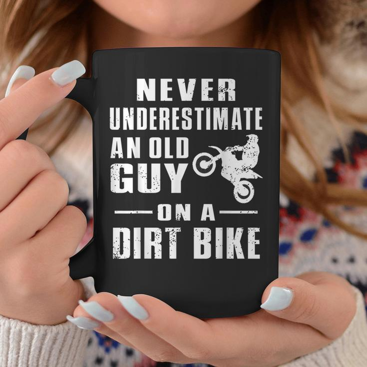 Never Underestimate An Old Guy On A Dirt Bike Motorcycle Coffee Mug Funny Gifts