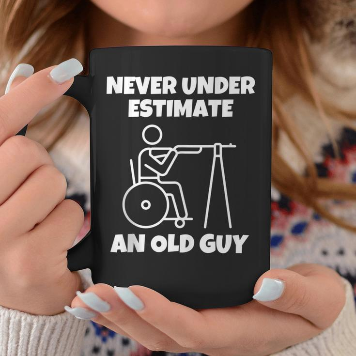 Never Underestimate An Old Guy Retired Old People Wheelchair Coffee Mug Funny Gifts