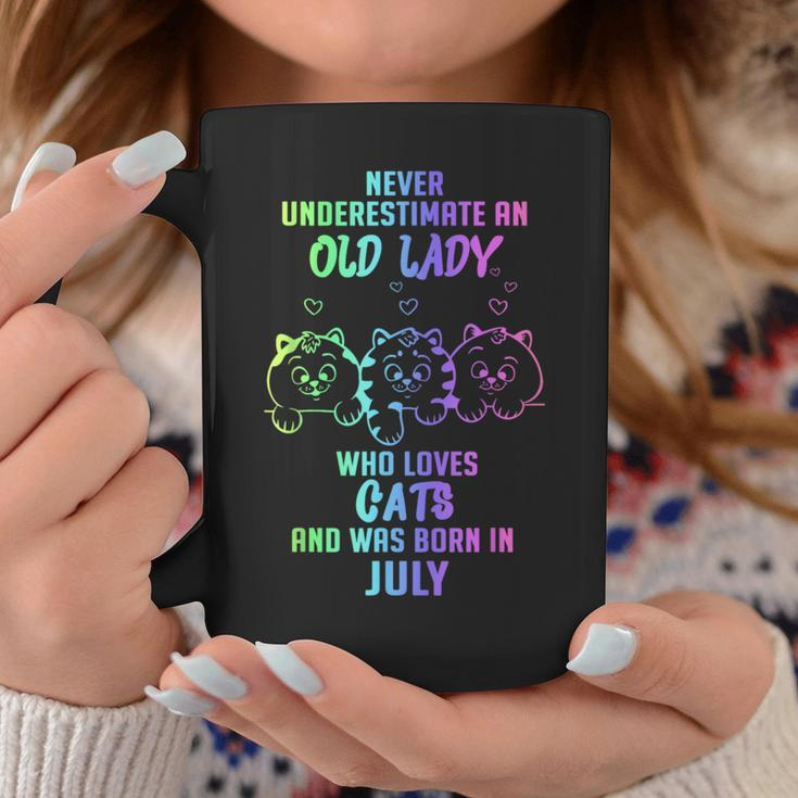 Never Underestimate An Old Lady Who Loves Cats Born In July Coffee Mug Funny Gifts