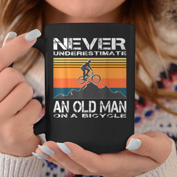 Never Underestimate An Old Man On A Bicycle Cycling Vintage Coffee Mug Unique Gifts