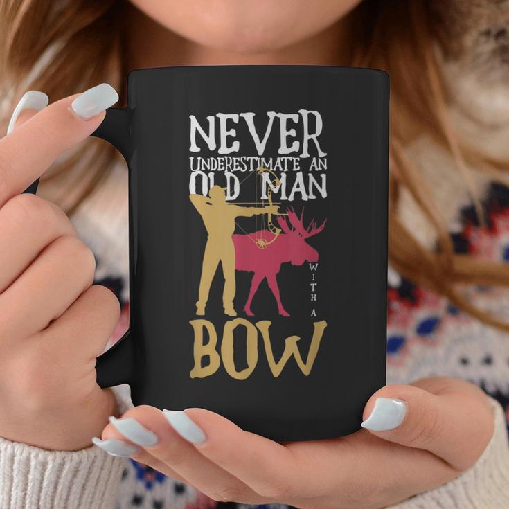 Never Underestimate An Old Man With A Bow Hunting Coffee Mug Unique Gifts