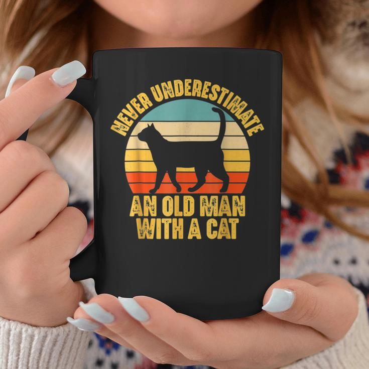 Never Underestimate An Old Man With A Cat Lover Vintage Coffee Mug Unique Gifts