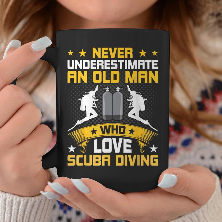 Never Underestimate Old Man Love Scuba Diving Coffee Mug Personalized Gifts