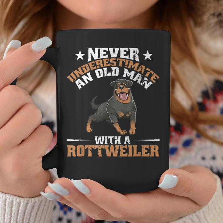 Never Underestimate An Old Man With A Rottweiler Dog Dad Coffee Mug Personalized Gifts