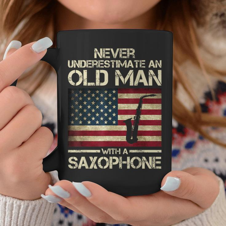 Never Underestimate An Old Man With A Saxophone Grandpa Coffee Mug Unique Gifts