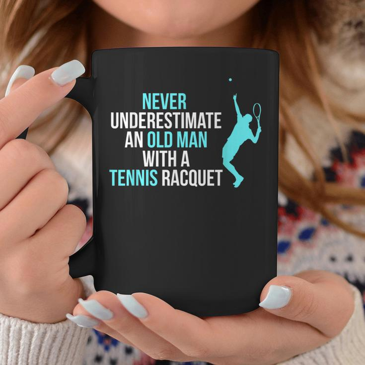 Never Underestimate An Old Man Tennis Racquet Sports Coffee Mug Funny Gifts
