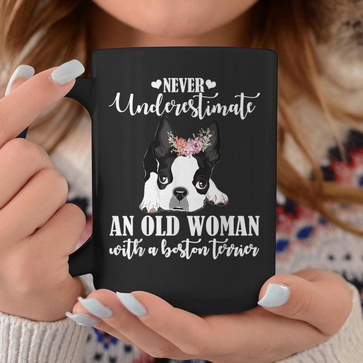 Never Underestimate An Old Woman With Boston Terrier Coffee Mug Unique Gifts