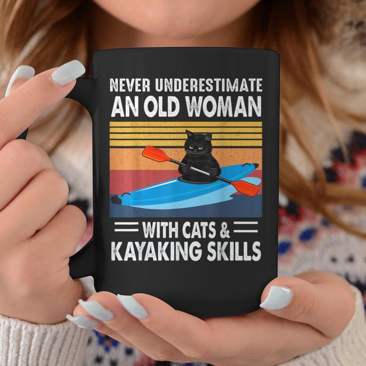 Never Underestimate An Old Woman With Cats And Kayaking Coffee Mug Unique Gifts