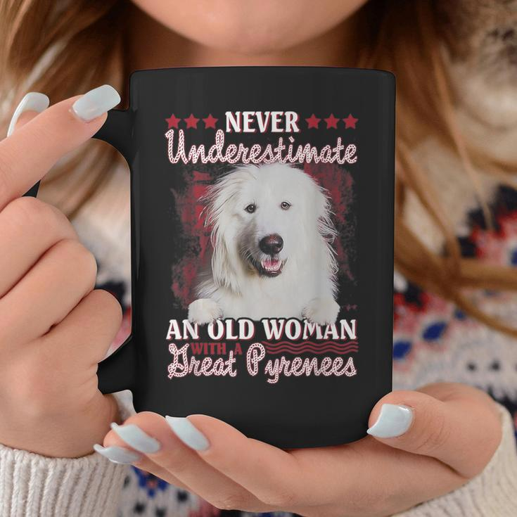 Never Underestimate An Old Woman With A Great Pyrenees Coffee Mug Unique Gifts