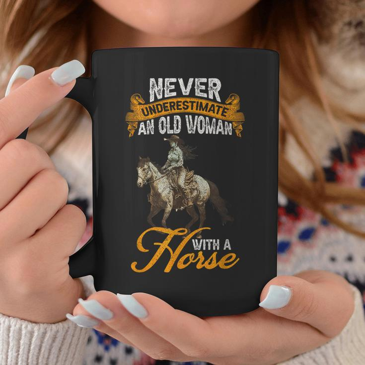 Never Underestimate An Old Woman With A Horse Riding Horses Coffee Mug Unique Gifts