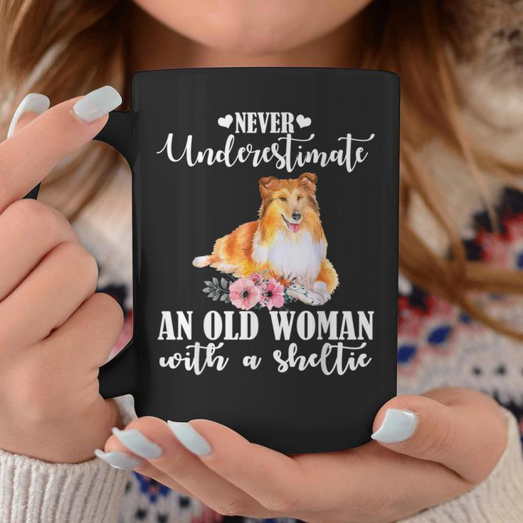 Never Underestimate An Old Woman With Sheltie Coffee Mug Unique Gifts