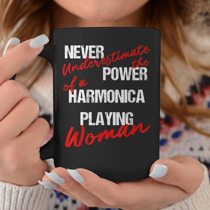Never Underestimate The Power Of A Harmonica Playing Woman Coffee Mug Funny Gifts