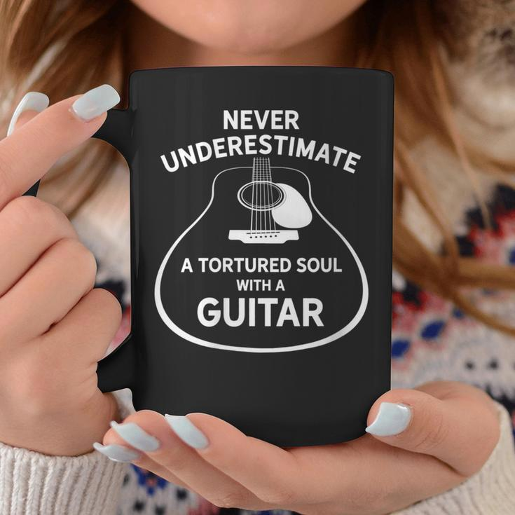 Never Underestimate A Tortured Soul With A Guitar Coffee Mug Unique Gifts