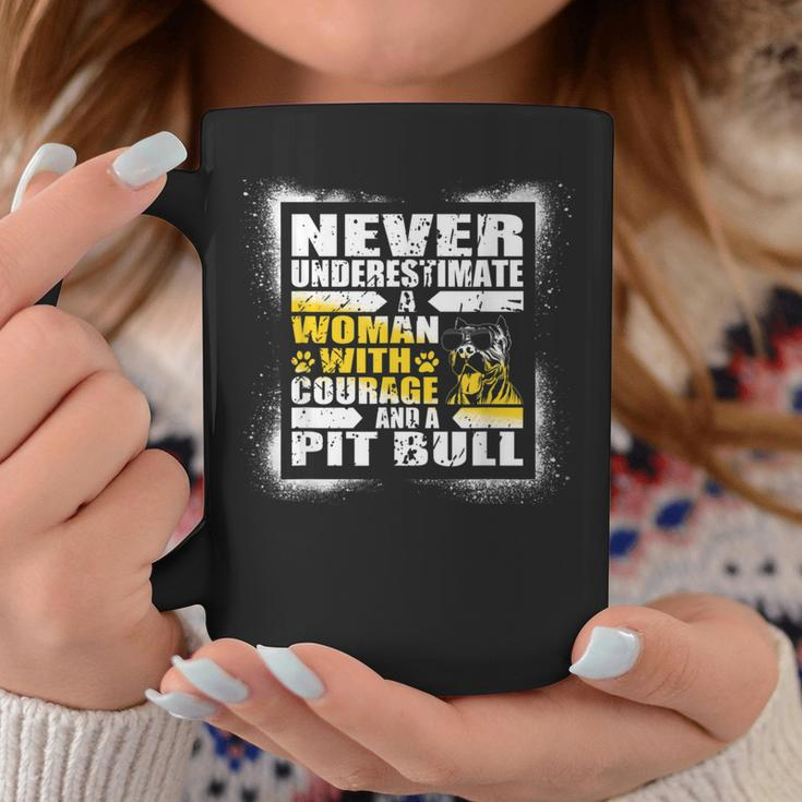 Never Underestimate Woman Courage And A Pit Bull Coffee Mug Unique Gifts