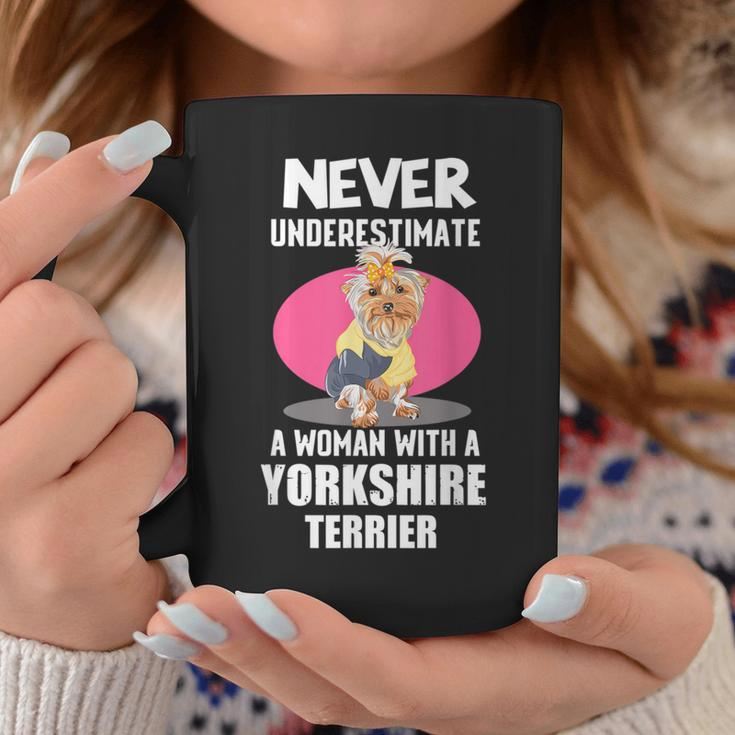 Never Underestimate A Woman With A Yorkshire Terrier Coffee Mug Unique Gifts