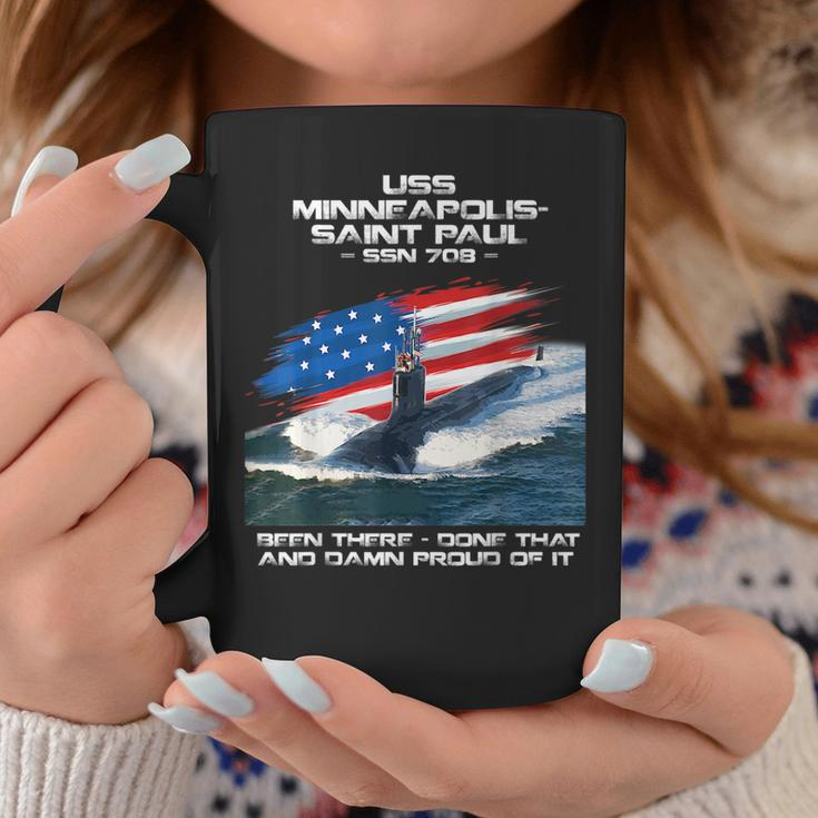 Uss Minneapolis-Saint Paul Ssn-708 American Flag Submarine Coffee Mug Personalized Gifts