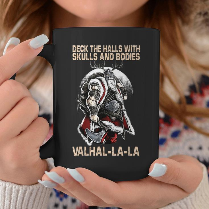 Valhalla-La Deck The Halls With Skulls And Bodies Christmas Coffee Mug Unique Gifts