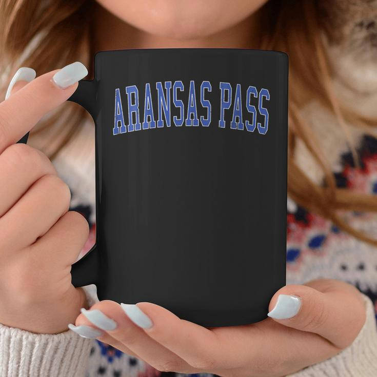 Vintage Aransas Pass Tx Distressed Blue Varsity Style Coffee Mug Unique Gifts