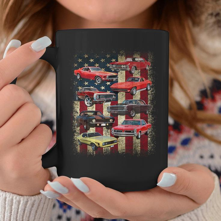 Vintage Classic Muscle Car Retro American Flag Patriotic Coffee Mug Personalized Gifts