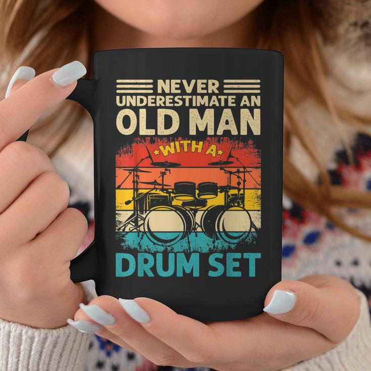 Vintage Drummer For Men Never Underestimate An Old Man Gift For Mens Coffee Mug Funny Gifts