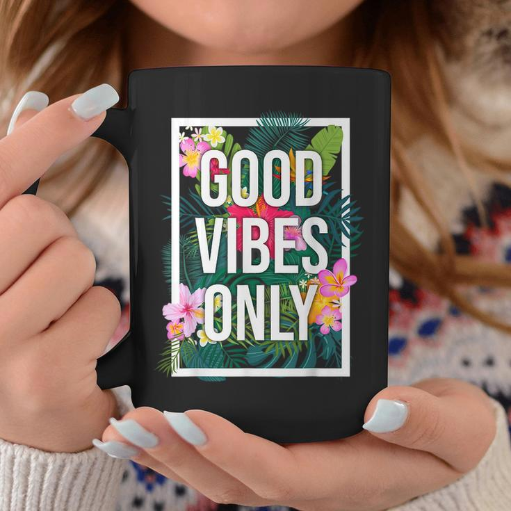 Vintage Good Vibes Only Flower Positive Motivation Coffee Mug Funny Gifts