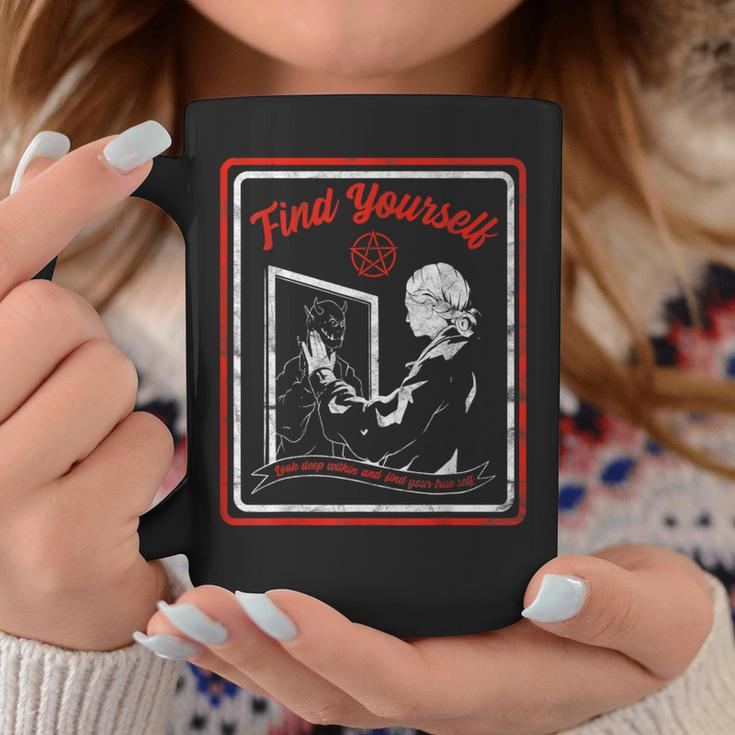 Vintage Horror Find Yourself Demon Within Coffee Mug Unique Gifts