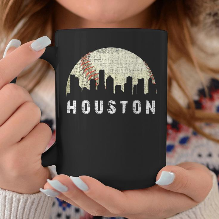 Vintage Houston Skyline City Baseball Met At Gameday Coffee Mug Unique Gifts