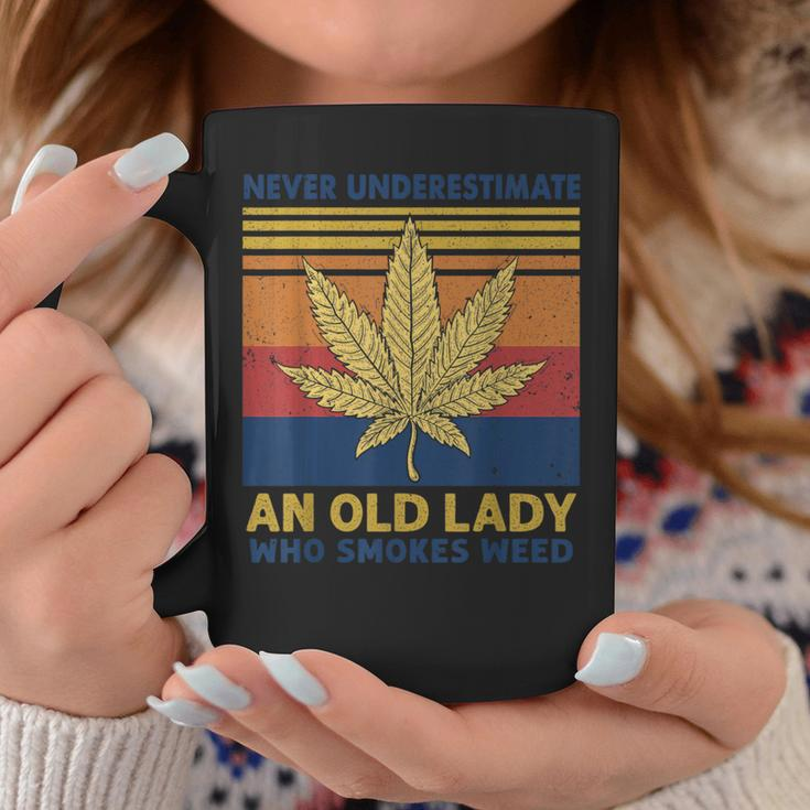 Vintage Never Underestimate An Old Lady Who Smoke Weed Women Weed Funny Gifts Coffee Mug Unique Gifts