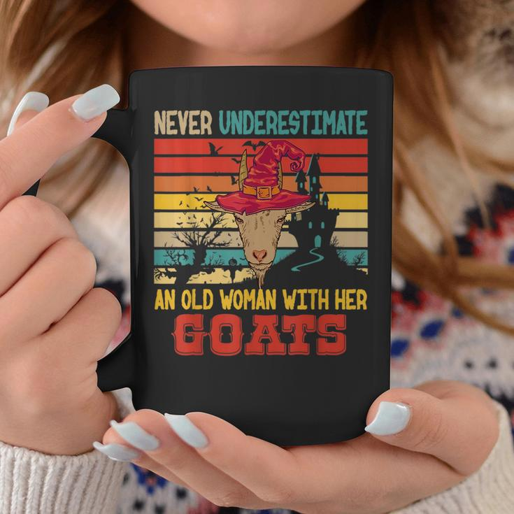 Vintage Never Underestimate An Old Woman With Her Goats Coffee Mug Funny Gifts