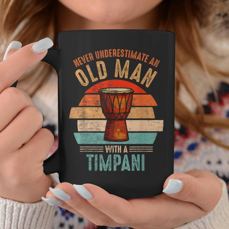 Vintage Never Underestimate An Old Man With A Timpani Coffee Mug Funny Gifts
