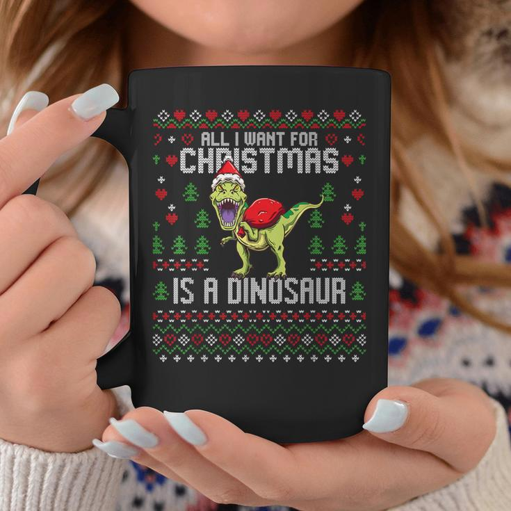 All I Want For Christmas Dinosaur T-Rex Ugly Xmas Sweater Coffee Mug Funny Gifts
