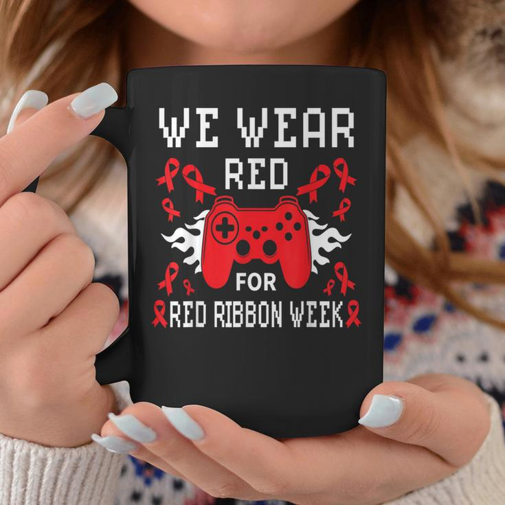 We Wear Red For Red Ribbon Week Awareness Gamer Video Game Coffee Mug Unique Gifts