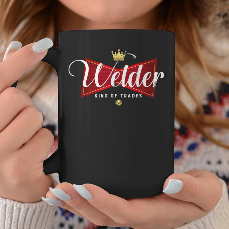 Welder King Of Trades In A Parody Funny Welding Grandpa Dad Coffee Mug Funny Gifts
