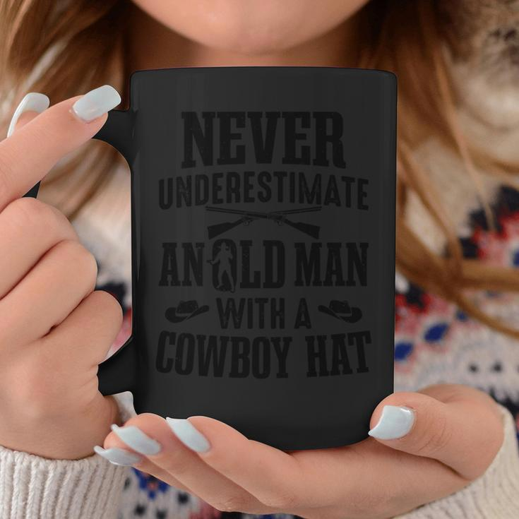 Western Rodeo Never Underestimate An Old Man With Cowboy Hat Old Man Funny Gifts Coffee Mug Unique Gifts