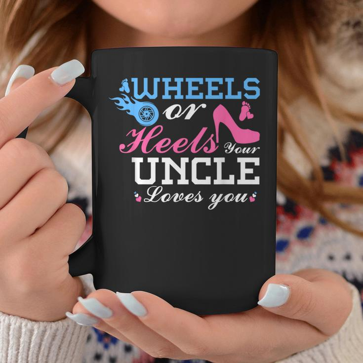 Wheels Or Heels Uncle Loves You Gender Reveal Party Coffee Mug Unique Gifts