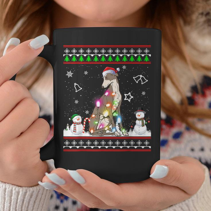 Whippet Dog Christmas Lights Ugly Christmas Sweater Coffee Mug Funny Gifts