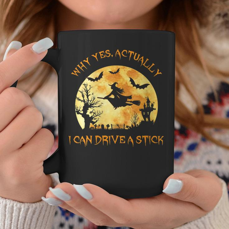 Why Yes Actually I Can Drive A Stick Vintage Witch Halloween Gift For Womens Coffee Mug Unique Gifts
