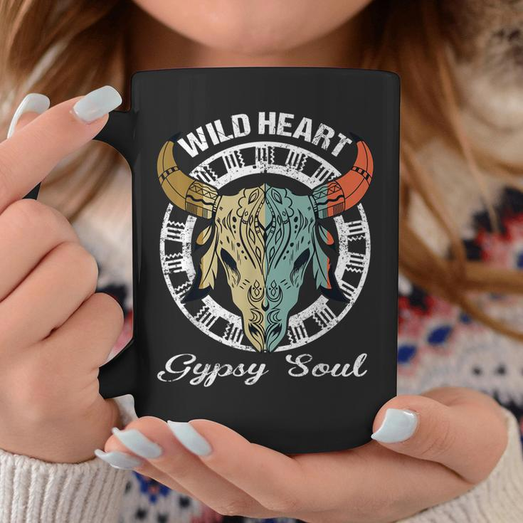 Wild Heart Gypsy Soul Boho Cow Skull Bohemian Art Coffee Mug Unique Gifts