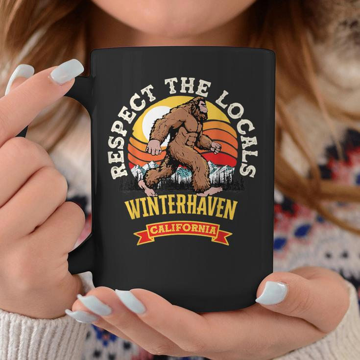 Winterhaven California Respect The Locals Retro Bigfoot Coffee Mug Unique Gifts