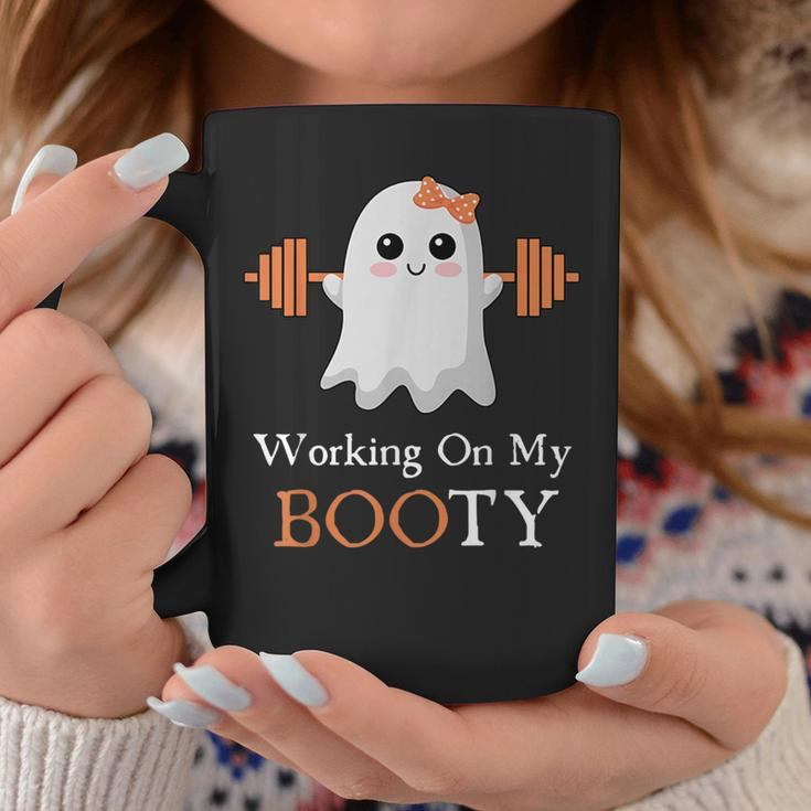 Working On My Booty Boo-Ty Halloween Gym Ghost Pun Coffee Mug Funny Gifts